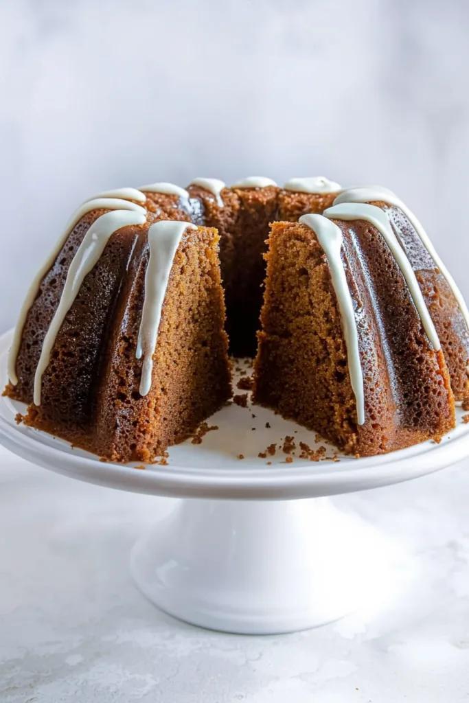Whole cake on display stand with soft background emphasizing texture
