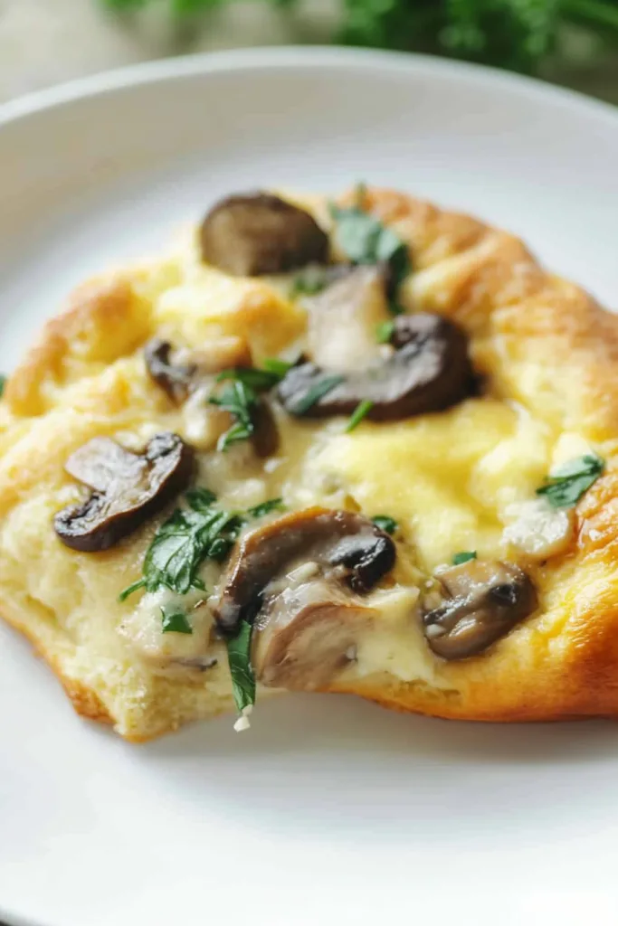 Final shot of the herbed mushroom spoon bread recipe, highlighting its rustic texture.