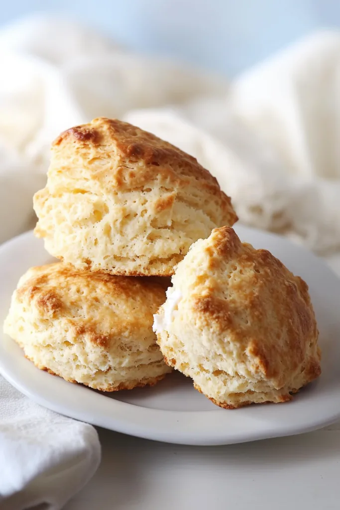 Freshly baked buttermilk scones with a fluffy interior and crisp edges