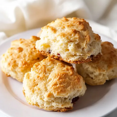 Homemade buttermilk scones arranged neatly on a plate with a rustic background