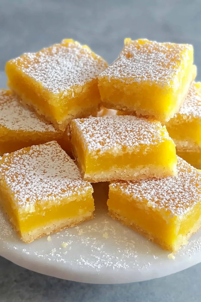 Final plated bars with a glossy fruit layer and delicate sugar topping.