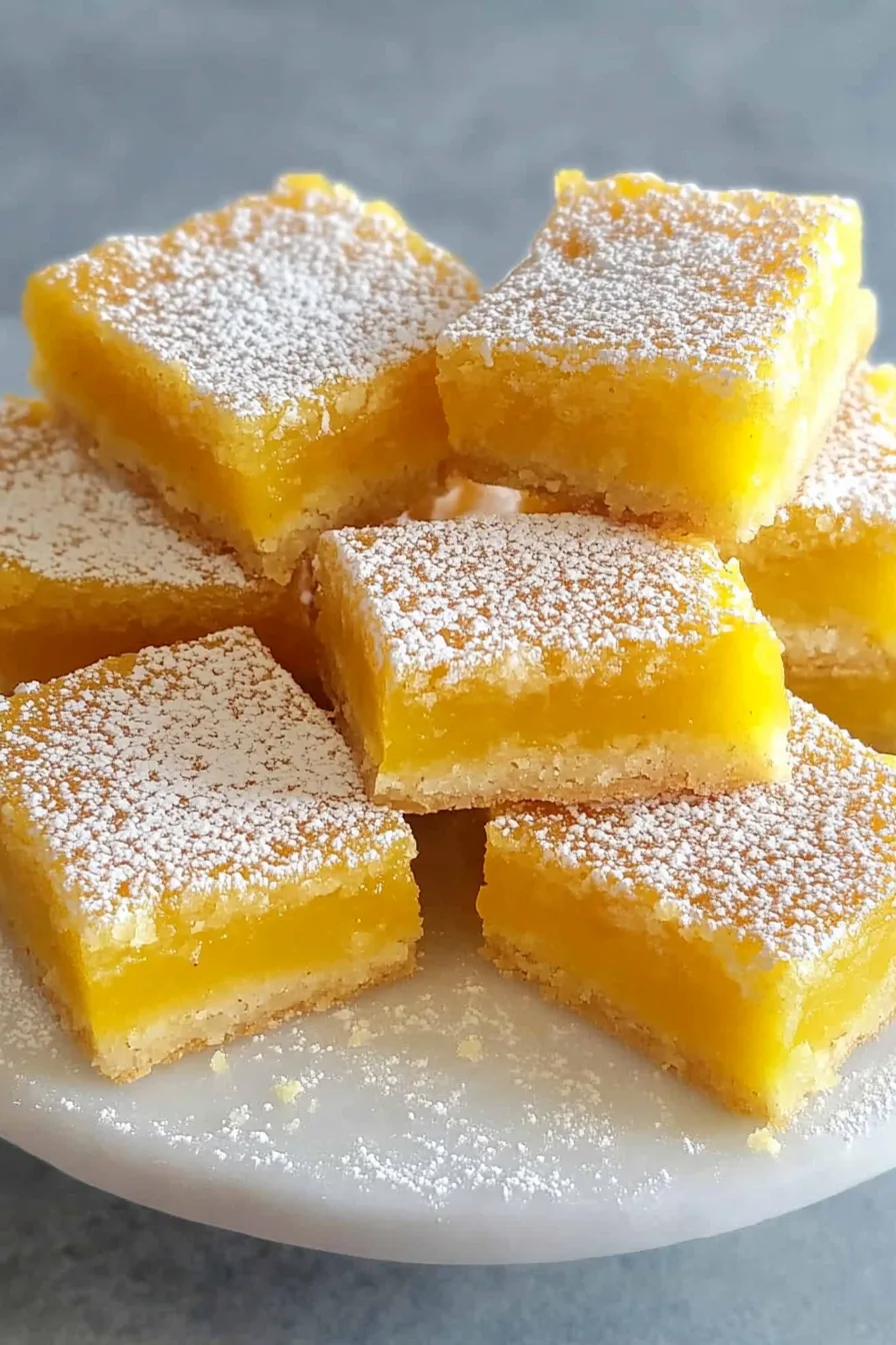 Final plated bars with a glossy fruit layer and delicate sugar topping.