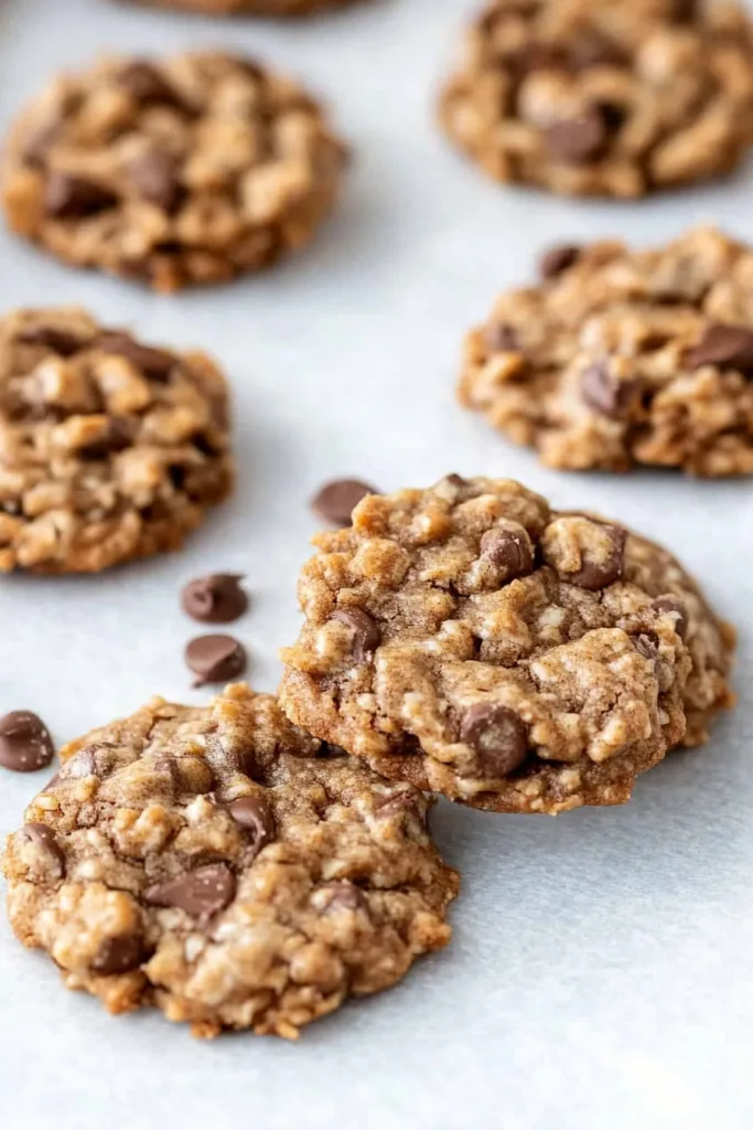 Cookies arranged neatly on a light background, emphasizing their rustic look.