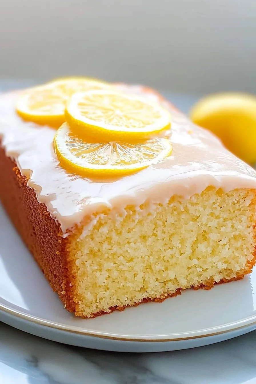 Fluffy cake loaf with glossy topping and vibrant garnish