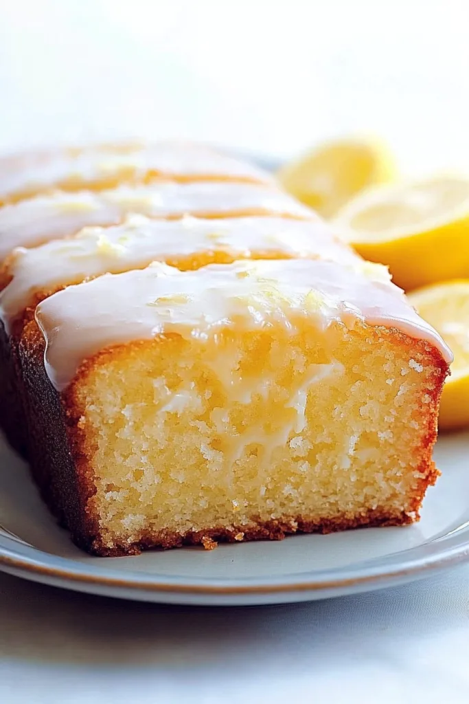 Final plated shot of Moist and Fluffy Lemon Yogurt Cake Recipe, bright and fresh