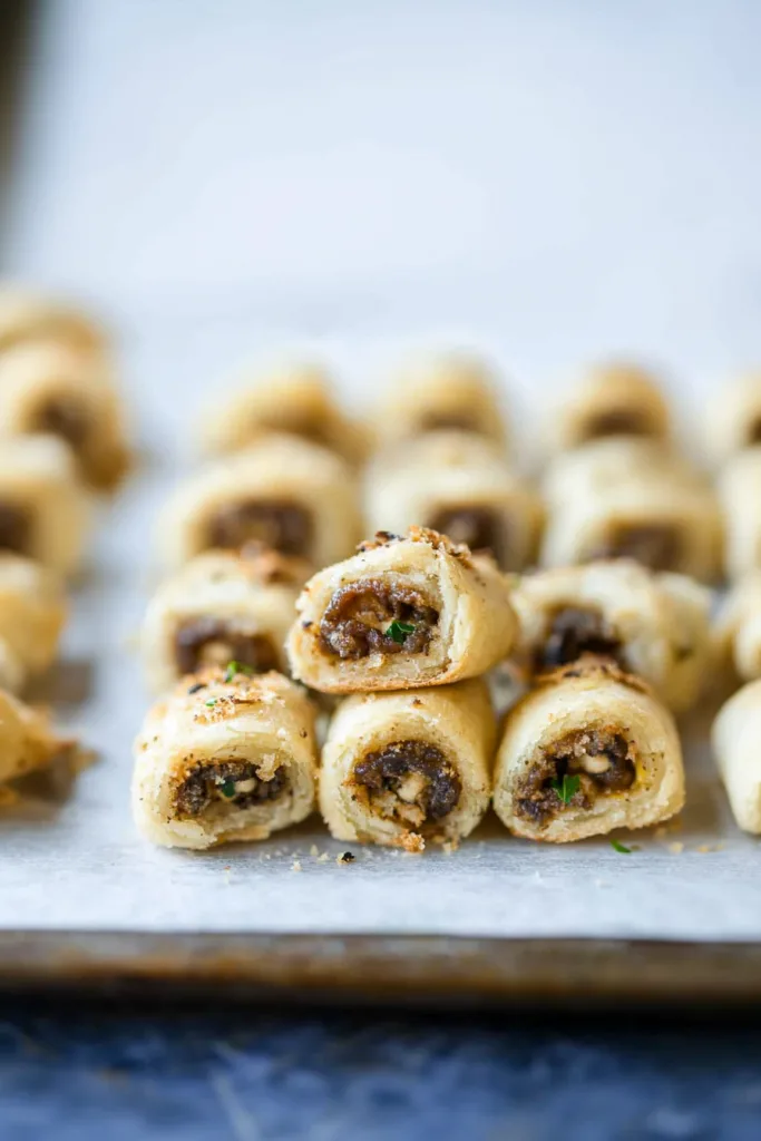 Bite-sized savory pastries with a rich mushroom center and buttery layered crust