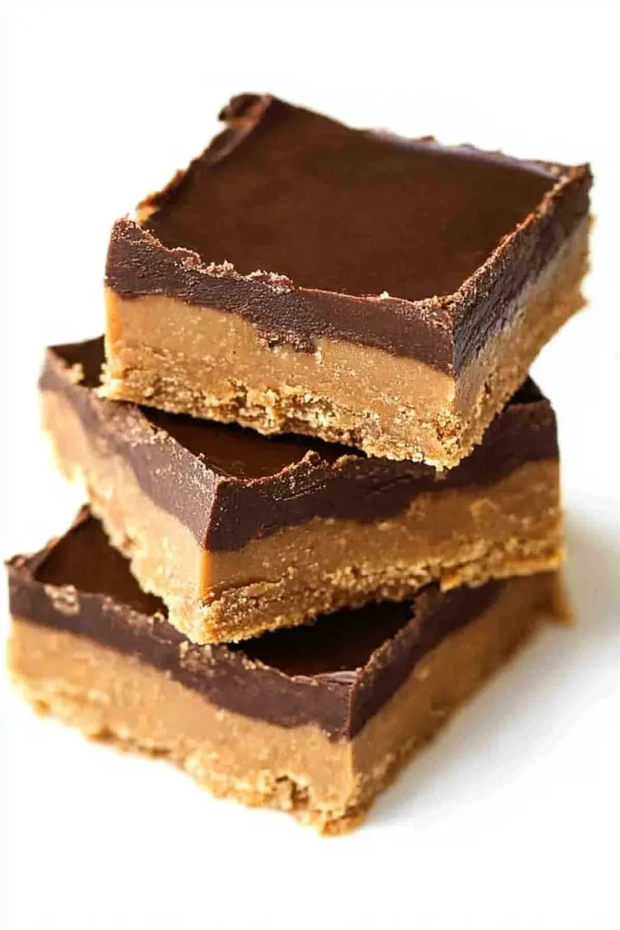 Finished bars arranged on a plate, emphasizing the shiny chocolate surface and grainy texture beneath.