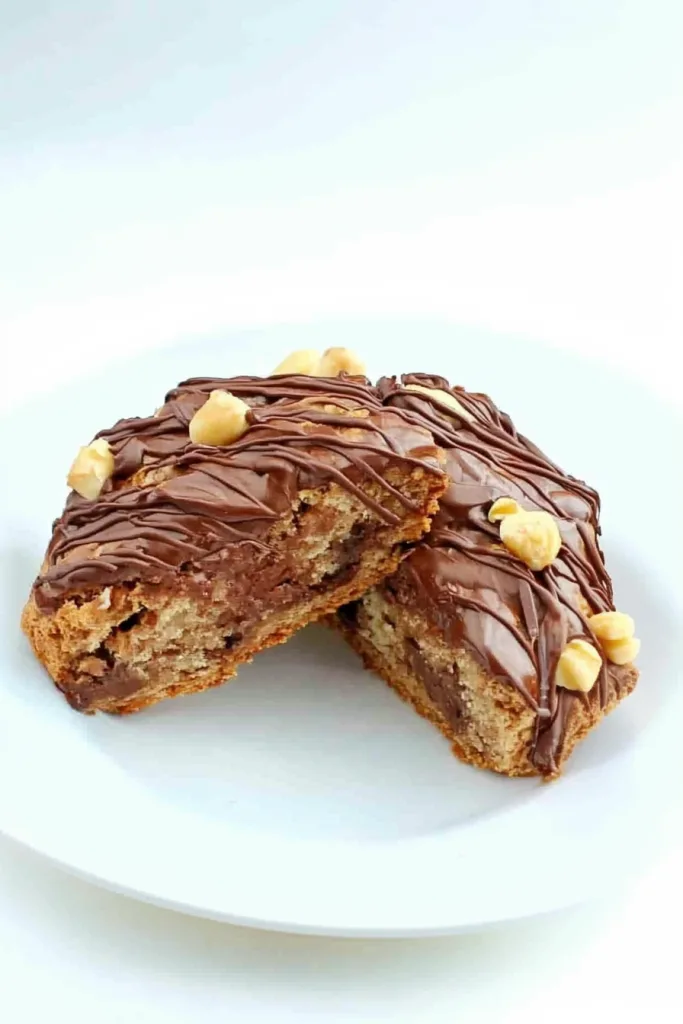 Plate of rich, nutty scones showcasing glossy chocolate glaze.