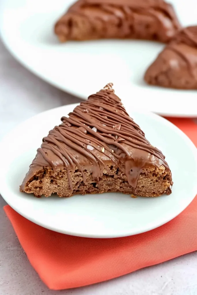 Soft interior contrasted with crunchy nuts and smooth chocolate drizzle.