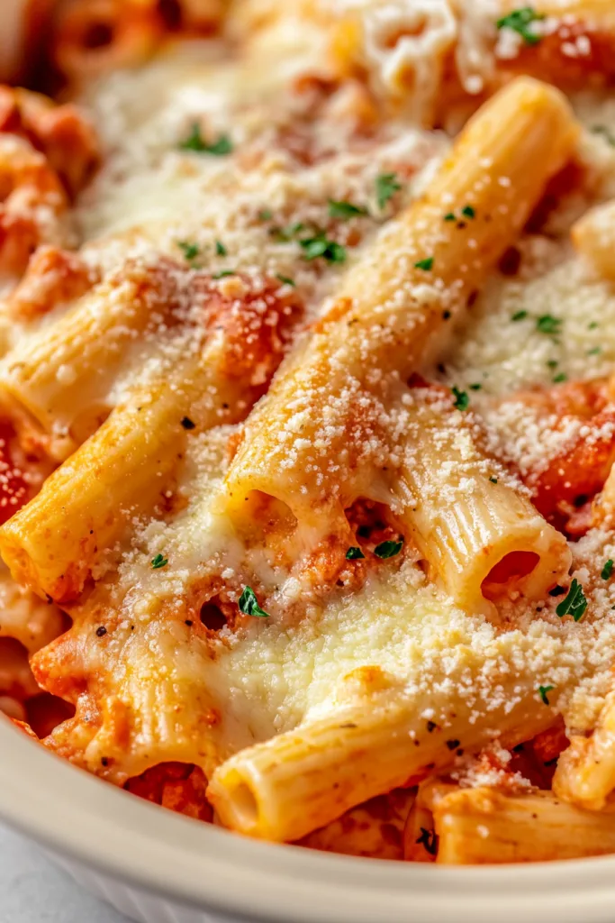 Olive Garden Five Cheese Ziti Al Forno served hot with bubbling cheese