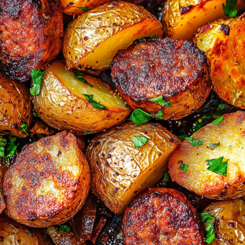 Savory roasted potatoes showing crunchy exterior and soft interior.