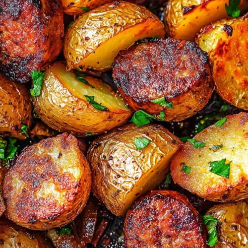 Savory roasted potatoes showing crunchy exterior and soft interior.