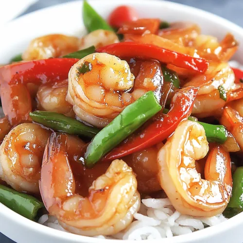 Panda Express sizzling shrimp plated over rice, showcasing bold colors and glossy sauce.