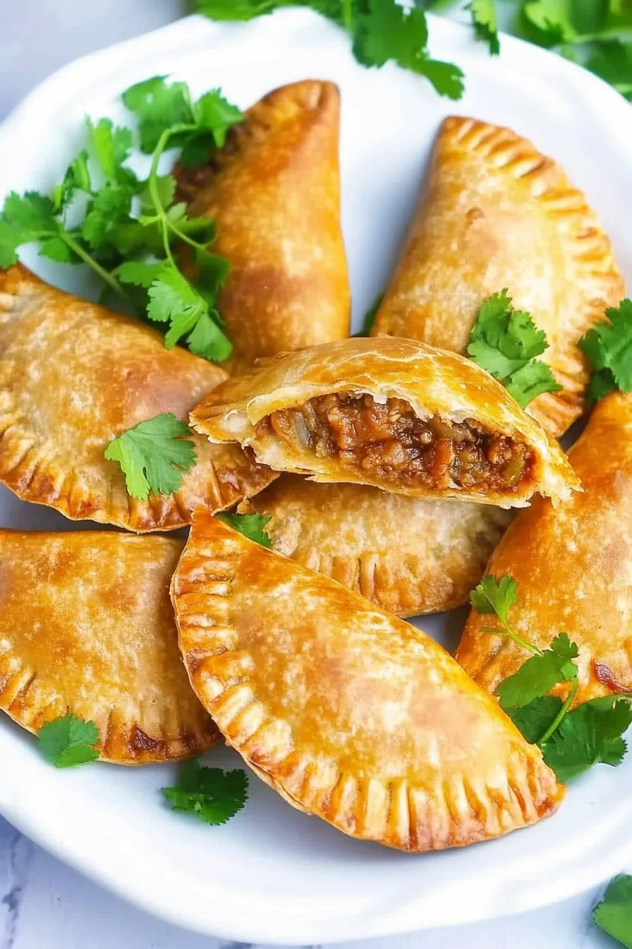 Pastelitos Recipe Beef Puerto Rican finished dish, showcasing flaky edges and savory meat filling.