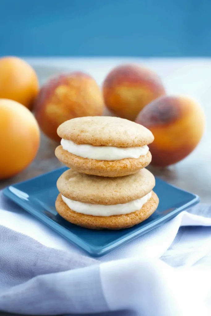 Stacked whoopie pies highlighting their fluffy texture and creamy middle layer.