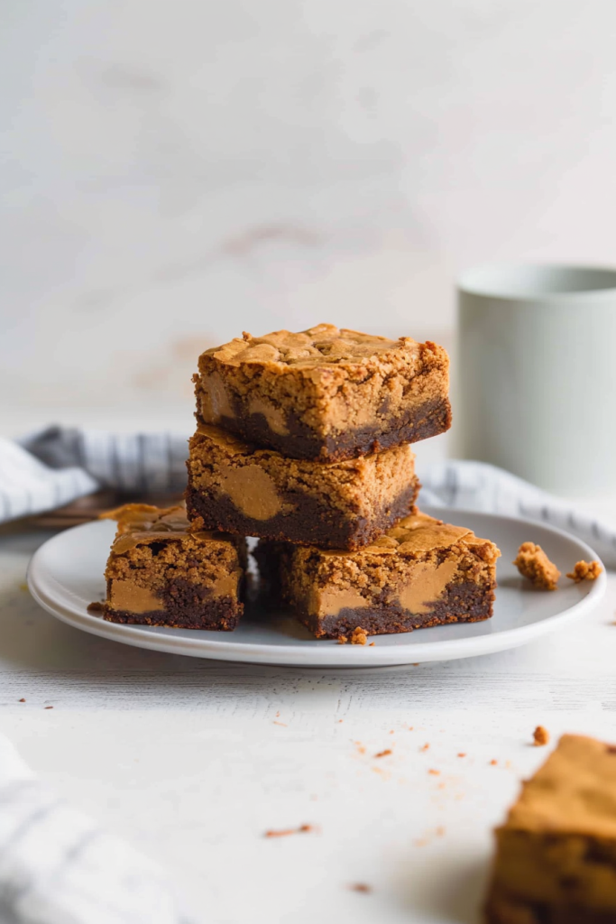 Golden-brown dessert bars arranged neatly, showcasing their chewy layers and baked finish.