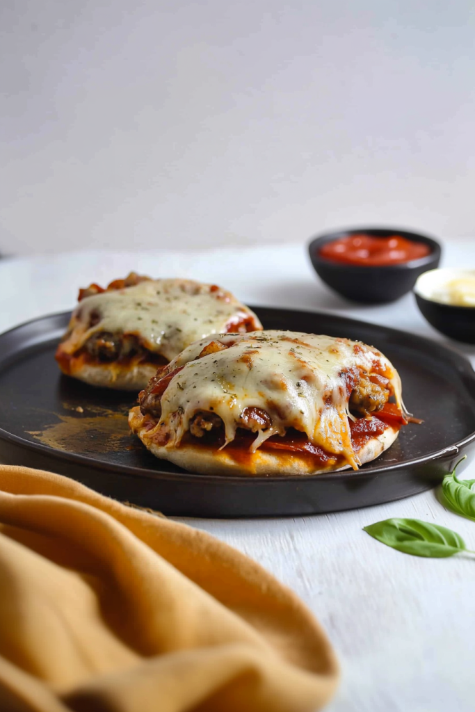Melted cheese covering a beef patty and tomato layer, presented as a hearty main dish