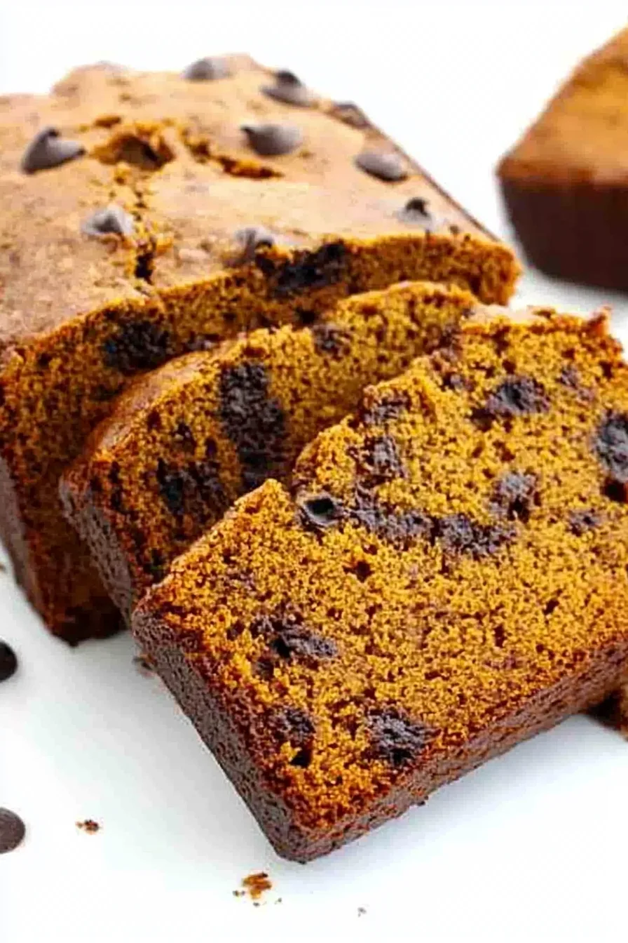Freshly cut slices revealing soft interior and contrasting chocolate chunks
