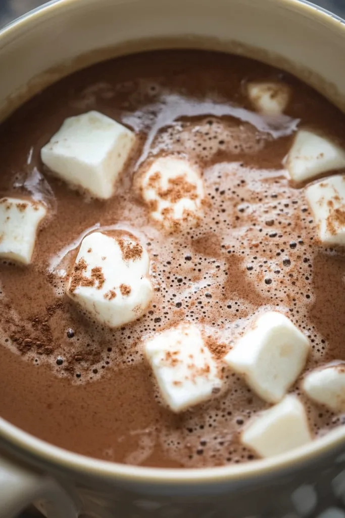 Cozy winter beverage highlighting smooth texture and sweet topping.