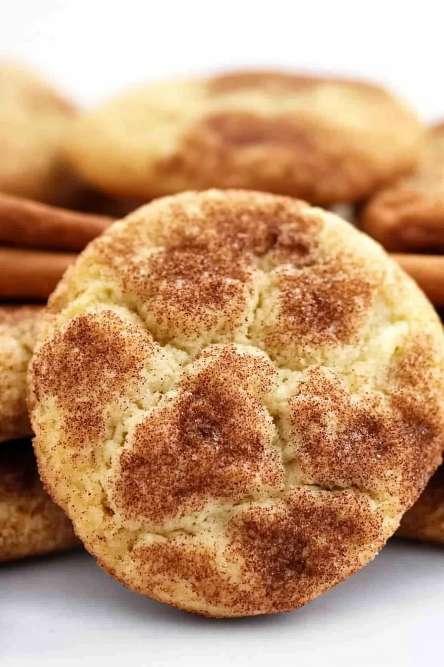 Close-up of homemade cookies coated in a sweet cinnamon sugar topping.