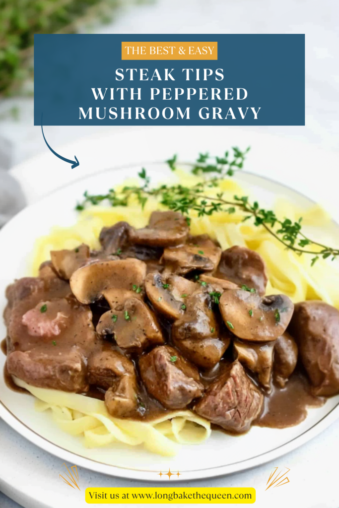Steak Tips with Peppered Mushroom Gravy