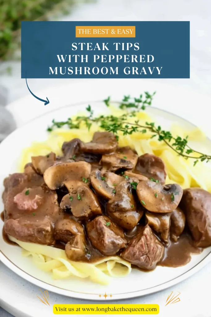 Steak Tips with Peppered Mushroom Gravy