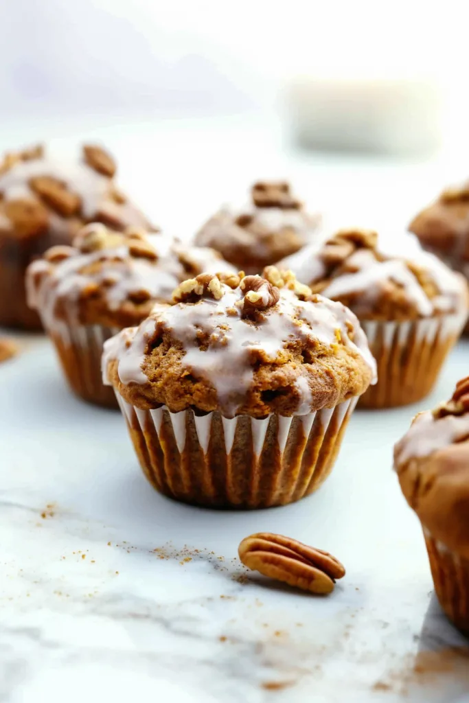 Freshly baked muffin with crunchy nut pieces on top