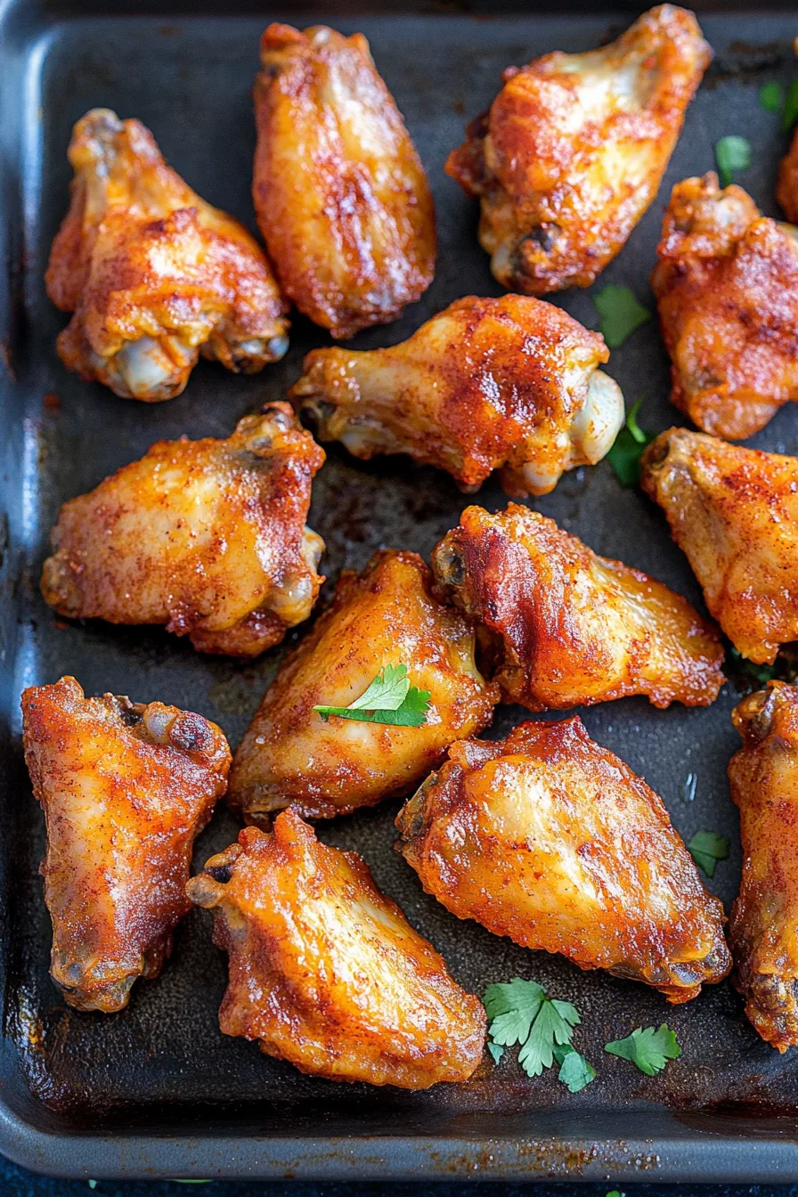 Crispy glazed wings styled for serving, emphasizing the bold spice and shine of the sauce.