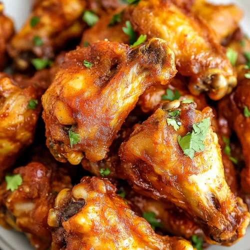 Savory wings arranged neatly on a white plate, garnished with chopped parsley.