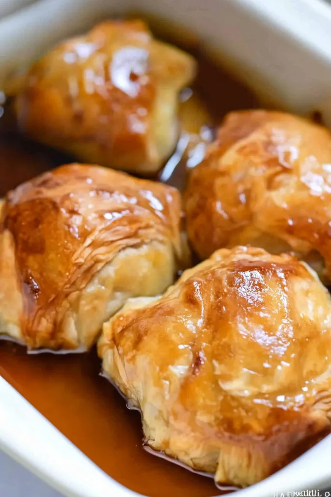 Flaky pastry filled with tender apples, lightly dusted with powdered sugar.