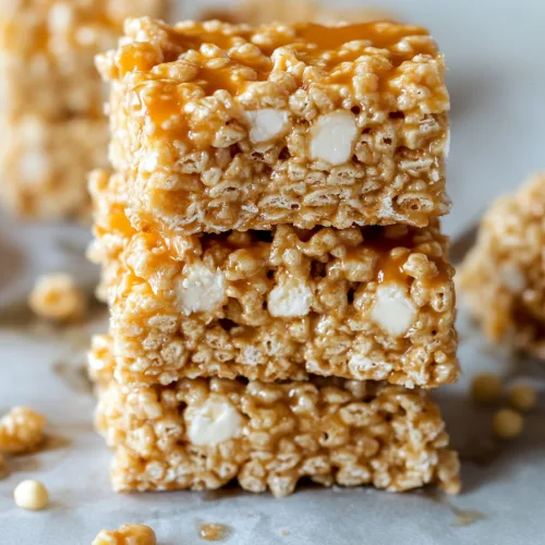 Three dessert bars showing texture of marshmallow and caramel