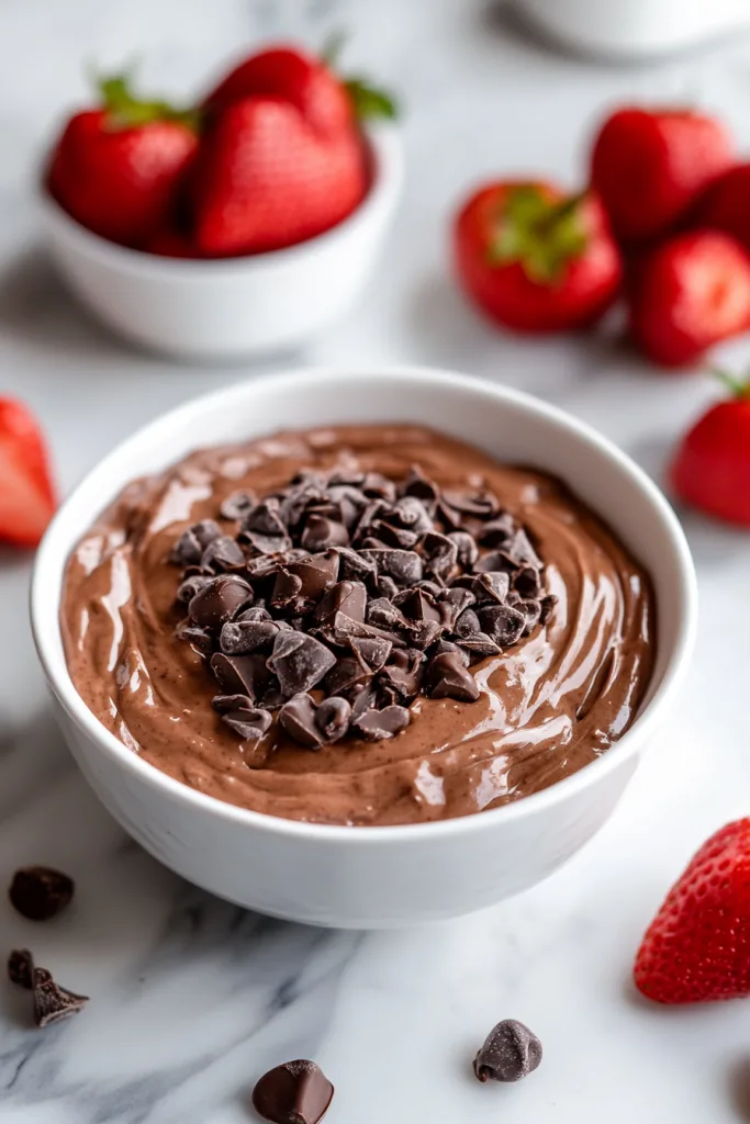 Velvety dip served in a white bowl, highlighting its texture.