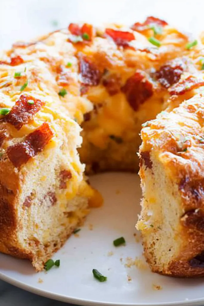 Close-up of savory pull-apart bread showing crisp crust and soft interior.