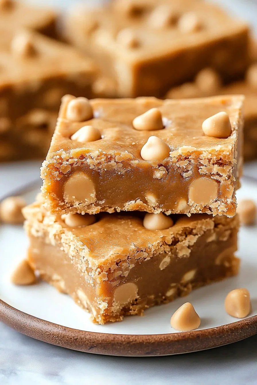 Soft, chewy dessert squares highlighted against a blurred background of more bars.