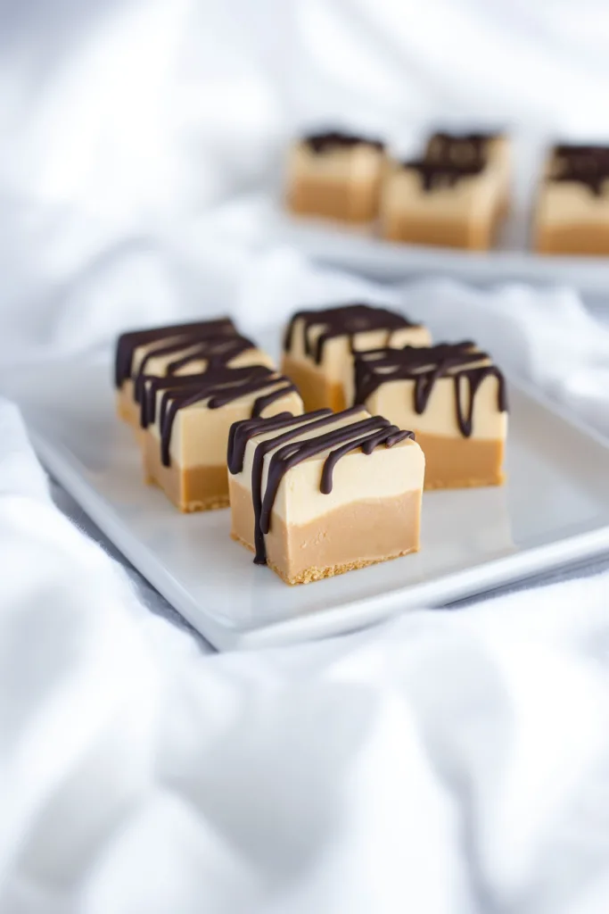 Neatly cut bars showing crumbly base, caramel center, and smooth top.