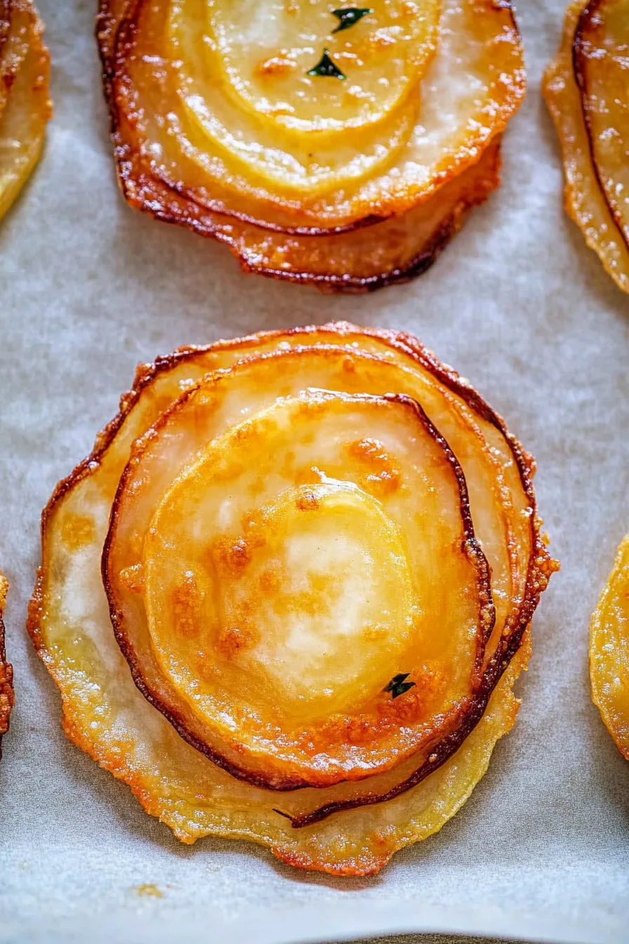 Mini gratin-style stacks showing browned edges and tender centers.