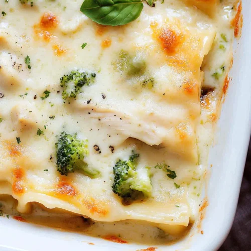 Savory baked lasagna with creamy sauce and lightly browned surface
