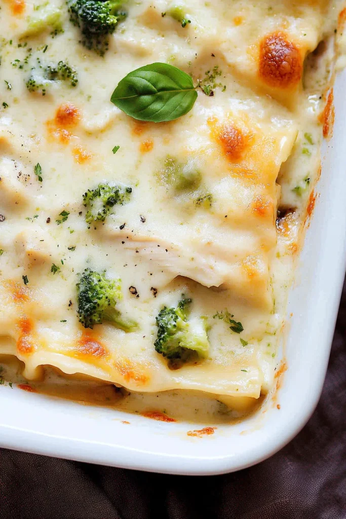 Savory baked lasagna with creamy sauce and lightly browned surface