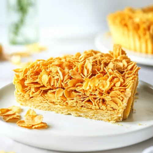 Close-up of a slice revealing smooth citrus layer beneath crisp topping.