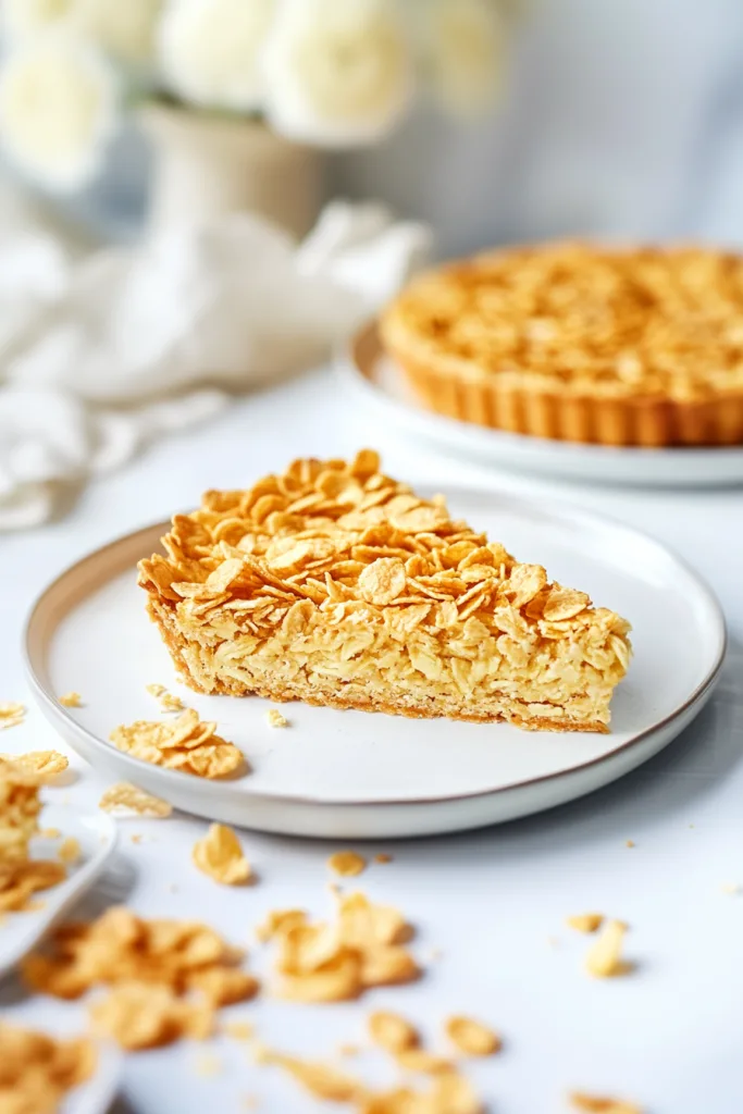 Warm-toned cake slice served simply with soft lighting.