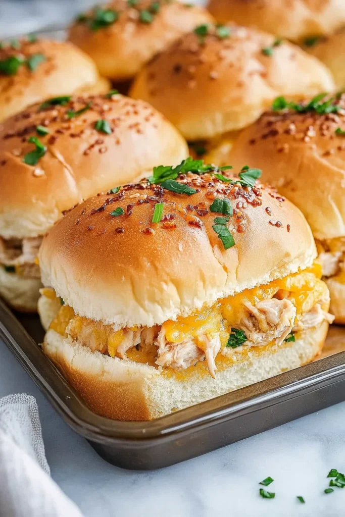 Small sandwiches arranged neatly, highlighting fluffy bread and savory filling.