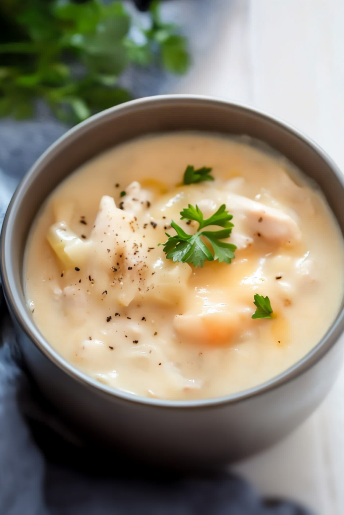 Rich, hearty soup highlighting its smooth texture and rustic presentation.