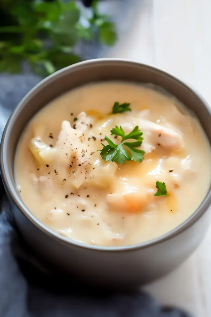 Rich, hearty soup highlighting its smooth texture and rustic presentation.