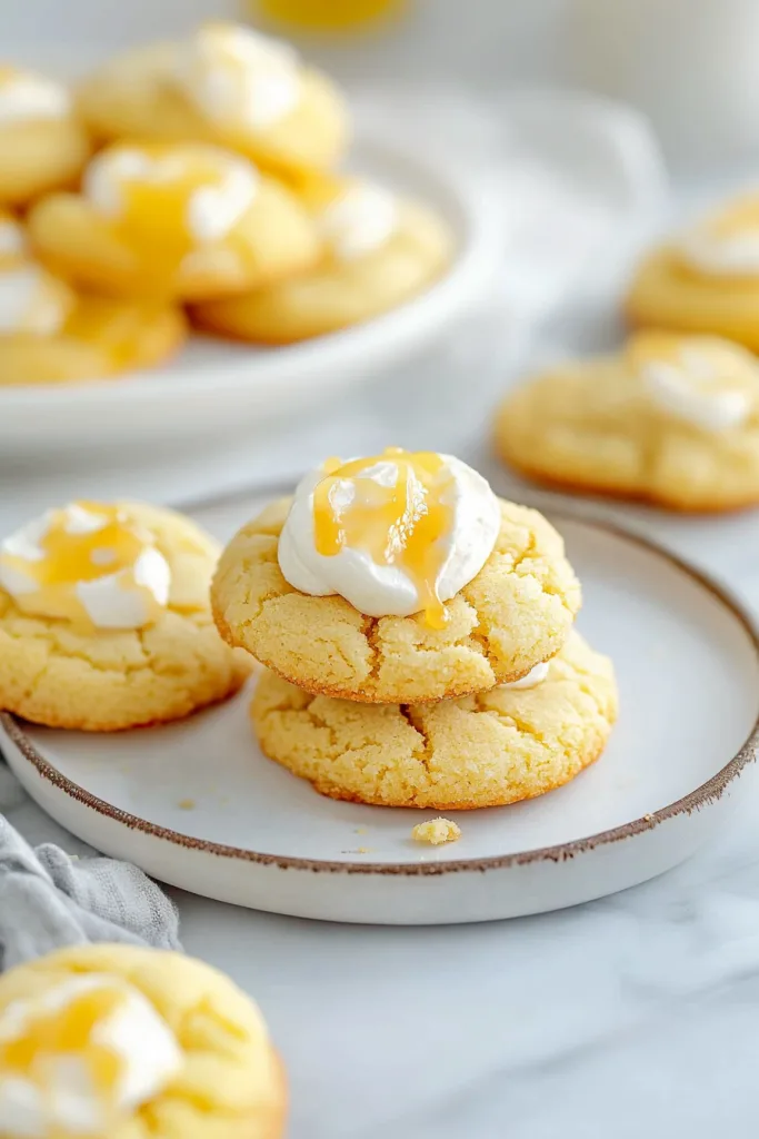 Cookies drizzled with butterscotch sauce, highlighting texture and shine.