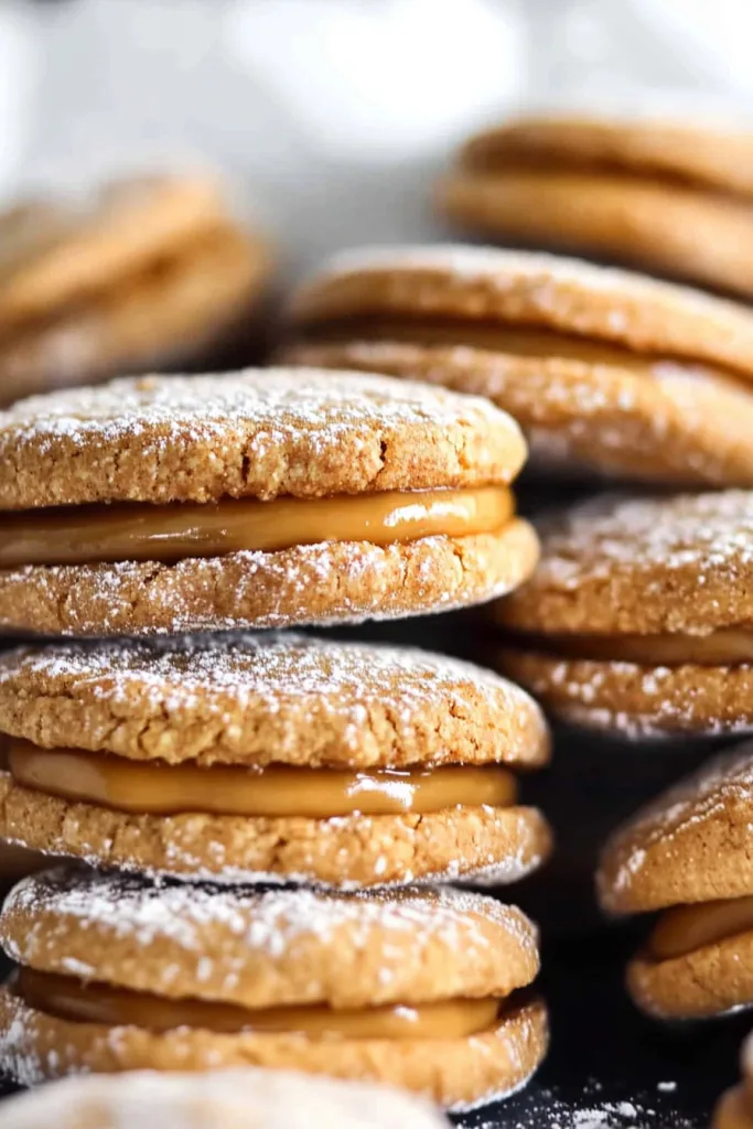 Final shot highlighting cinnamon biscuits and caramel filling