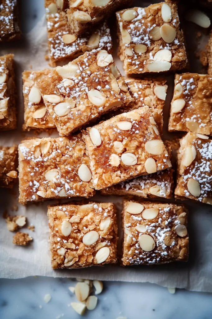Nutty dessert squares highlighting texture and warm baked tones.