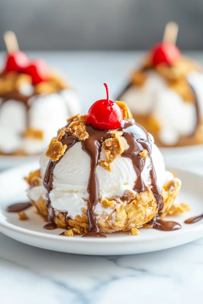 Dessert highlighting the contrast of creamy ice cream, crunchy crust, and vibrant raspberries.