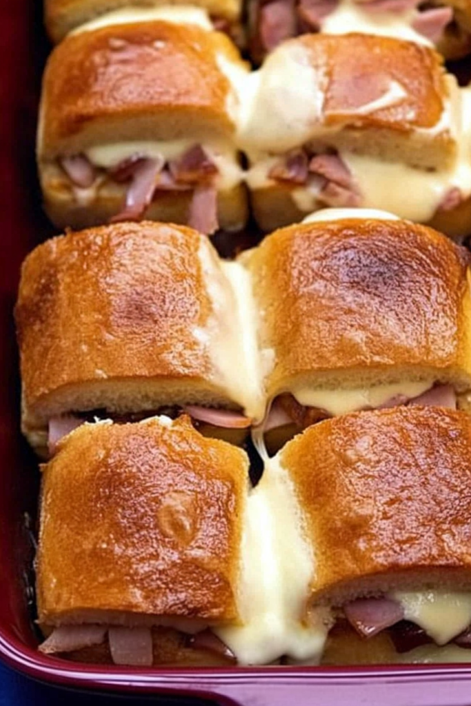 Tray of soft slider sandwiches with toasted tops