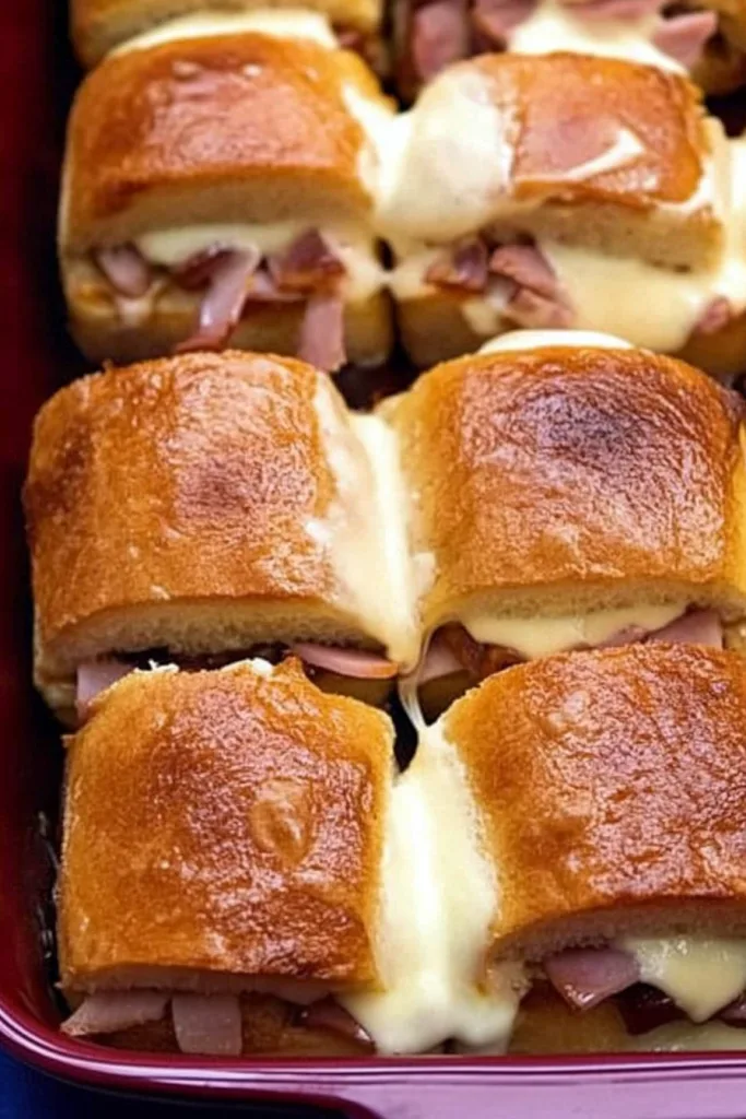 Tray of soft slider sandwiches with toasted tops