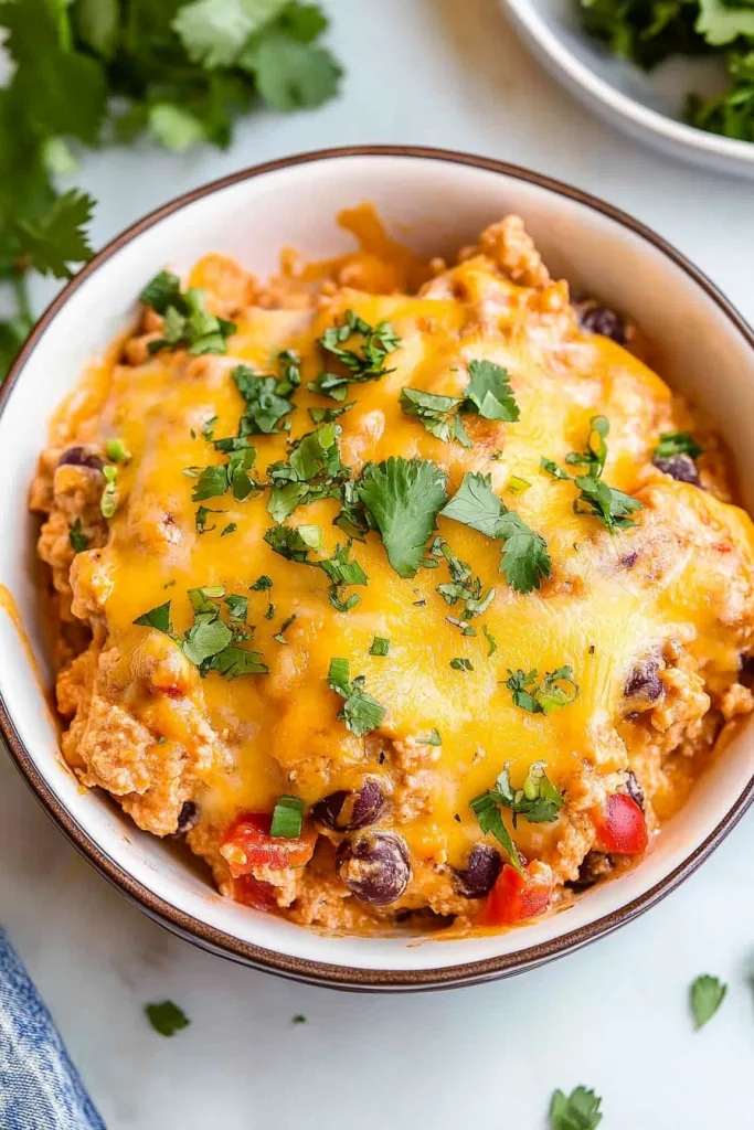 Rustic casserole presentation highlighting crisp cheese layer and soft interior.